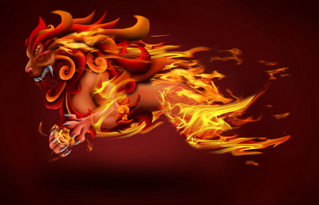 Red yellow fire dragon red free wallpaper for desktop - medium preview image