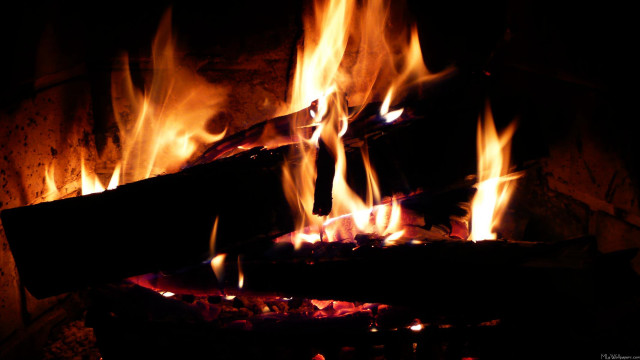 Fire burning bright flames wood free wallpaper for desktop - medium preview image