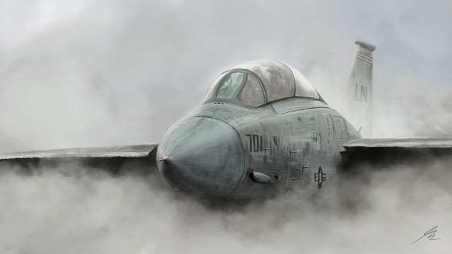 Military plane cloudy sky smoke free wallpaper for desktop - medium preview image