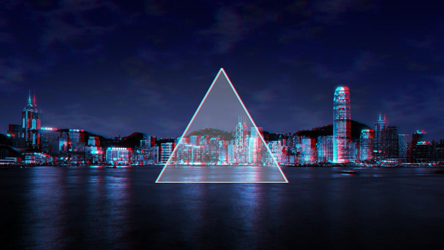 Large triangle object water city free wallpaper for desktop - medium preview image
