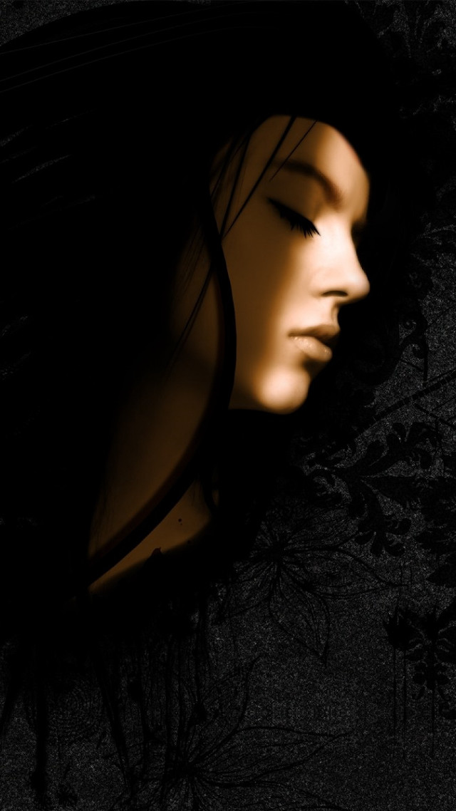 Woman face eyes closed hair free wallpaper for mobile - medium preview image