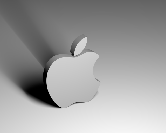 Apple logo gray background shadow free wallpaper for desktop - medium preview image