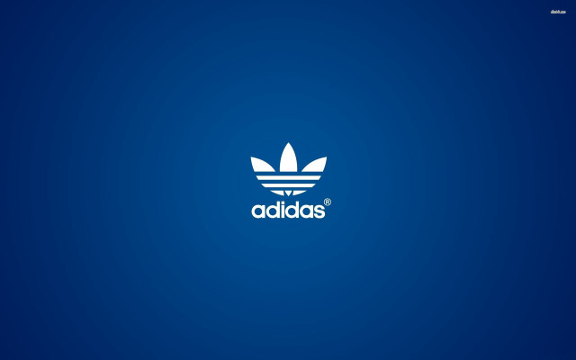 Blue background white adidas logo #3 free wallpaper for desktop - medium preview image