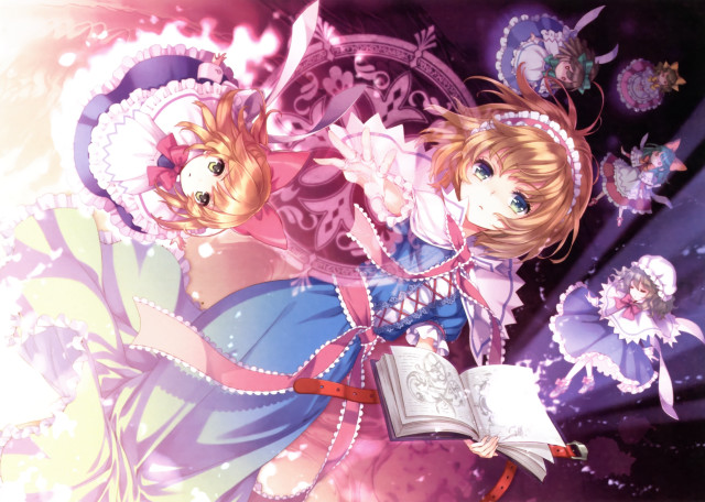 Girl blue dress holding book free wallpaper for desktop - medium preview image