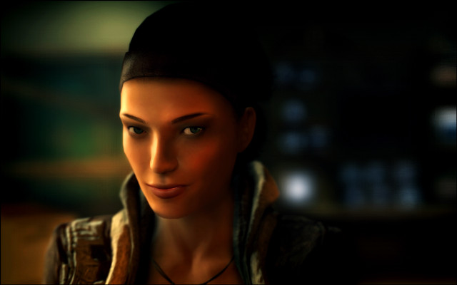 Woman black hair brown jacket free wallpaper for desktop - medium preview image