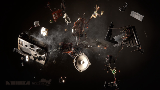 Old electronics scattered dark image free wallpaper for desktop - medium preview image