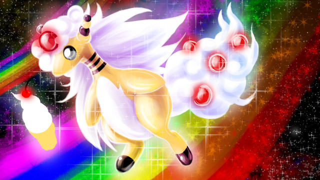 Cartoon unicorn rainbow background stars free wallpaper for desktop - medium preview image