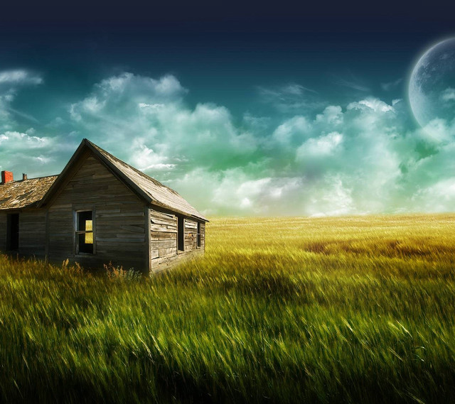 House field moon sky above free wallpaper for tablet - medium preview image
