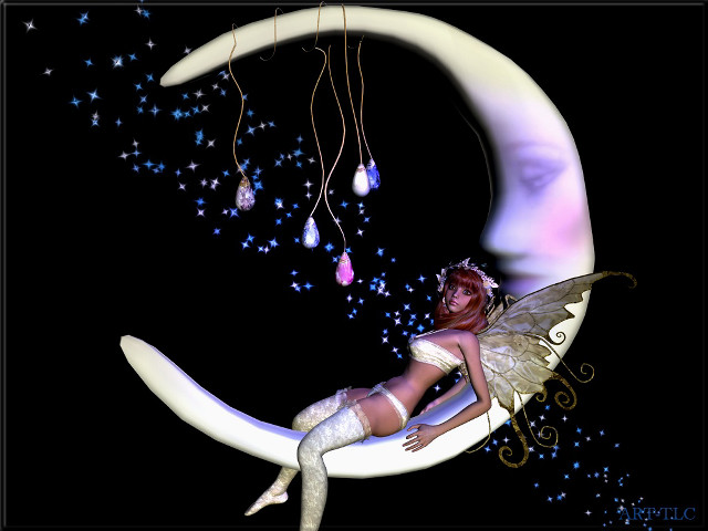 Fairy crescent butterfly lights darkfantasy free wallpaper for desktop - medium preview image