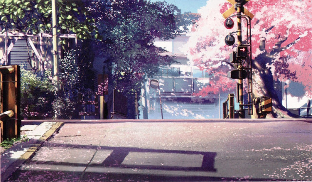 Street trafficlight pinkflowers bridge cityscape free wallpaper for desktop - medium preview image