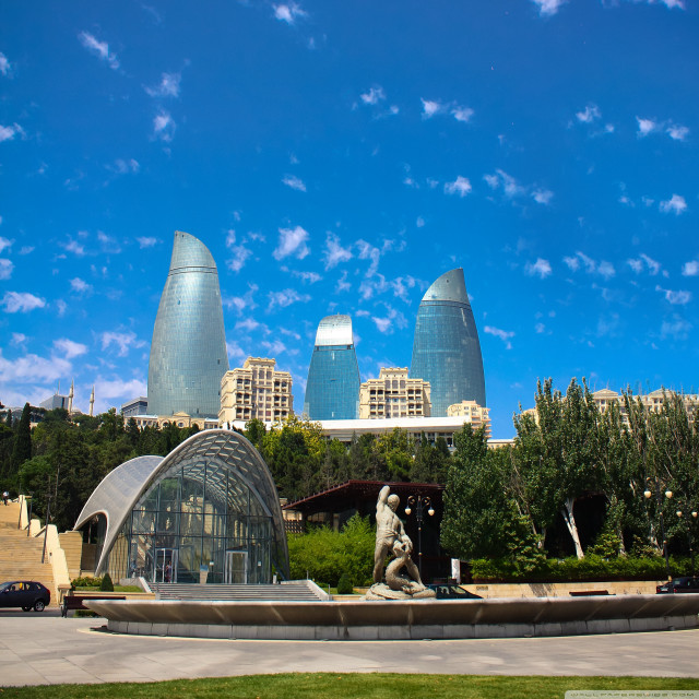 Statue woman building sky blue free wallpaper for tablet - medium preview image
