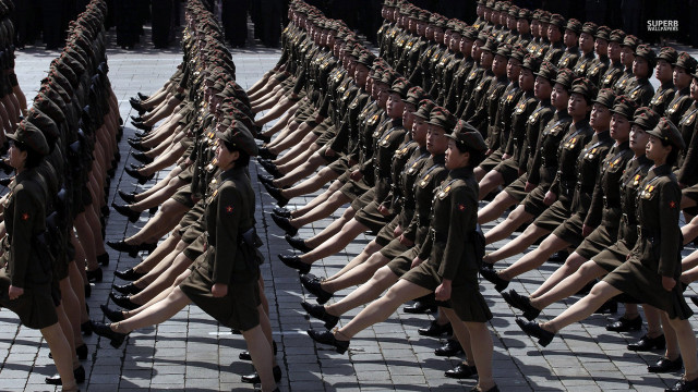 Uniformed group marching formation street free wallpaper for desktop - medium preview image