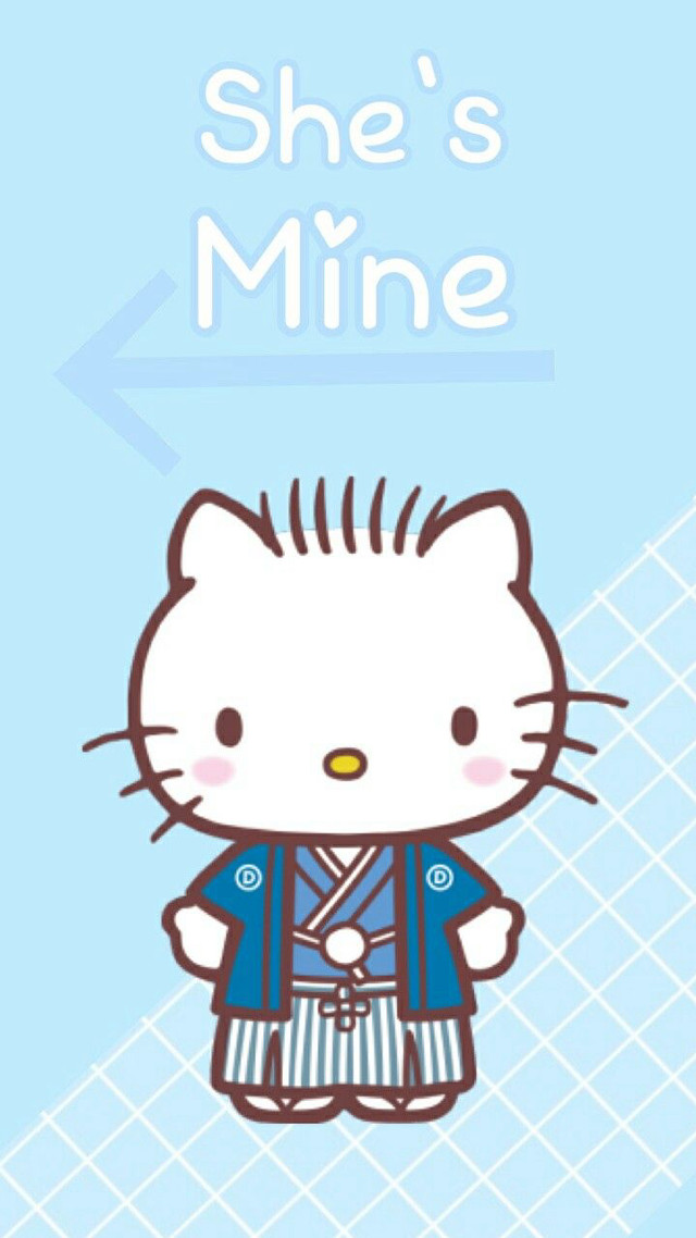 Hello kitty blue background white free wallpaper for mobile - medium preview image