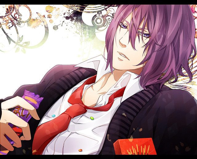 Purple hair man cellphone portrait free wallpaper for desktop - medium preview image