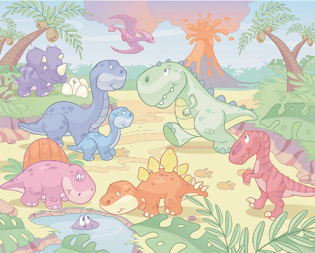 Dinosaurs jungle walking trees plants free wallpaper for desktop - medium preview image