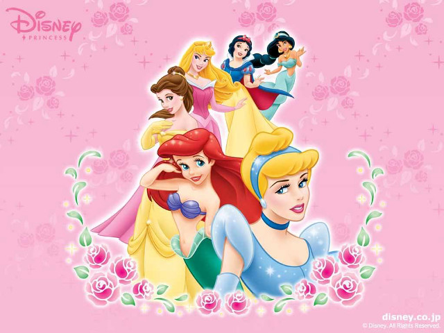 Princesses pink background roses stars free wallpaper for desktop - medium preview image