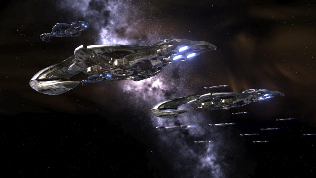 Ships flying space galaxy stars free wallpaper for desktop - medium preview image