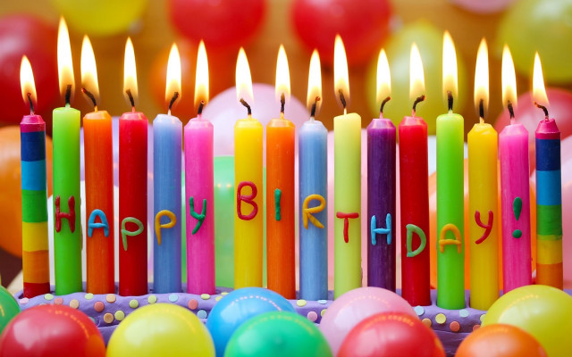 Birthday cake candles balloons happy free wallpaper for desktop - medium preview image
