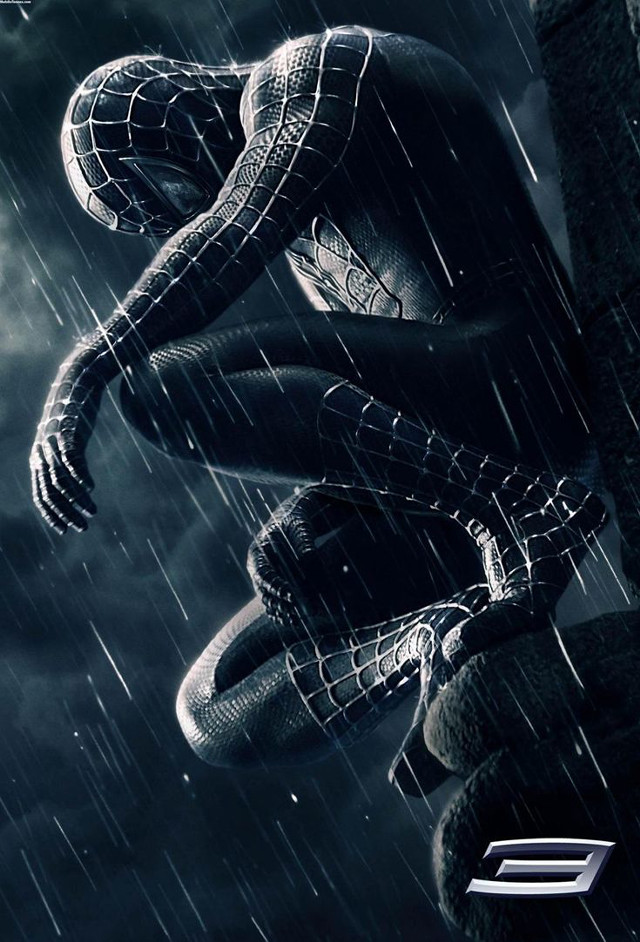 Spiderman hanging rainy city movie free wallpaper for mobile - medium preview image