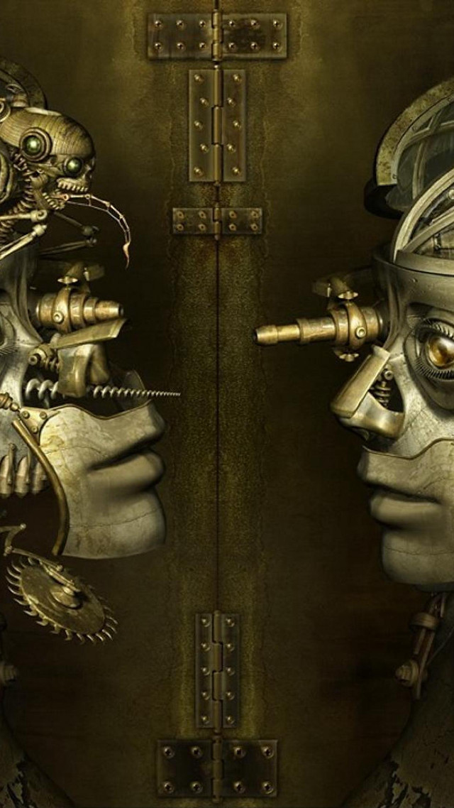 Masked automatistes biomechanical cyberpunk android free wallpaper for mobile - medium preview image