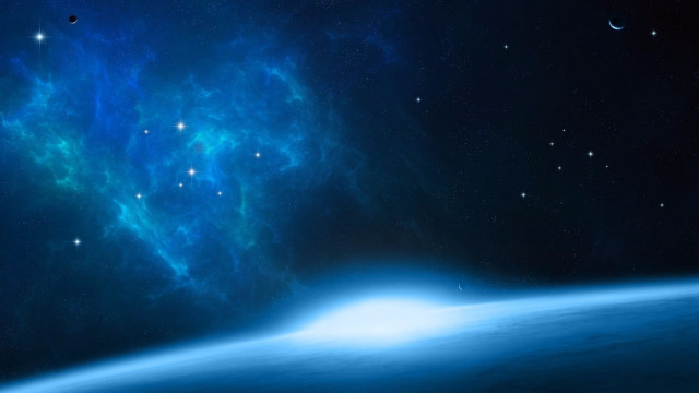 Blue planet stars bright light free wallpaper for desktop - medium preview image