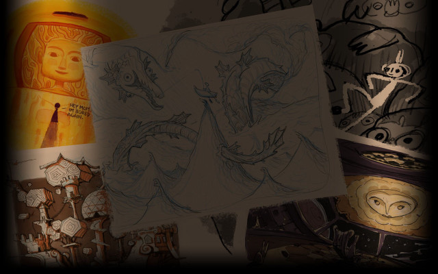 Woman skull drawing image artwork free wallpaper for desktop - medium preview image