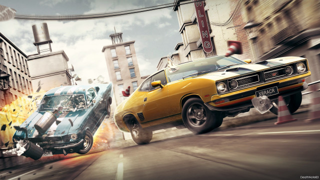 Car street buildings fire hydrant free wallpaper for desktop - medium preview image