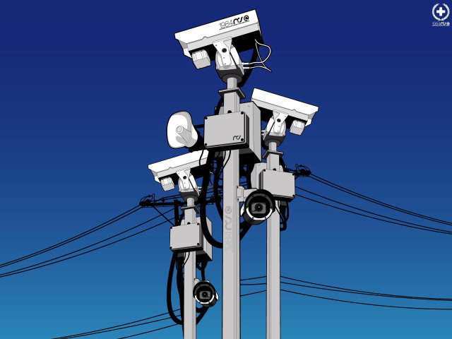 Cameras pole wires blue sky free wallpaper for desktop - medium preview image