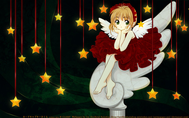 Girl wings red dress white free wallpaper for desktop - medium preview image
