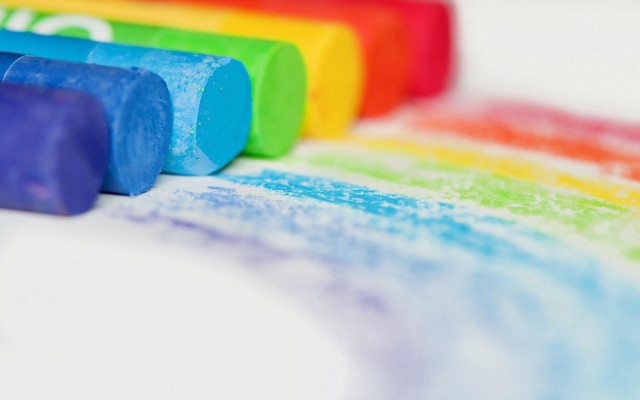 Crayons row table white surface free wallpaper for desktop - medium preview image