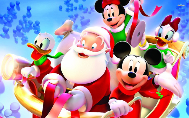 Mickey mouse sleigh santa disney free wallpaper for desktop - medium preview image