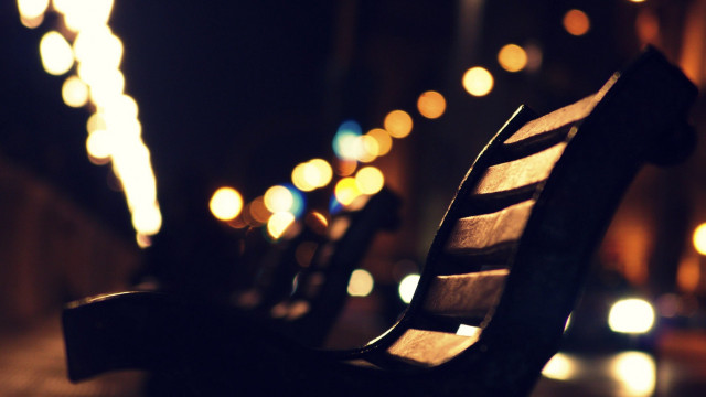 Bench sidewalk dark lights background free wallpaper for desktop - medium preview image