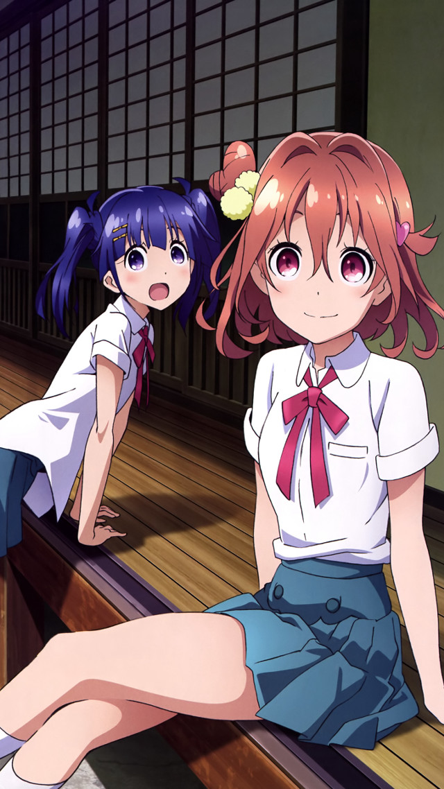 Anime girls bench room window #2 free wallpaper for mobile - medium preview image