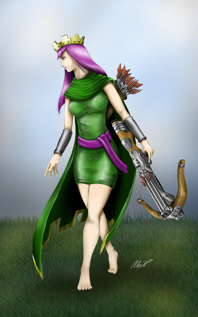 Woman green dress sword bird #2 free wallpaper for mobile - medium preview image
