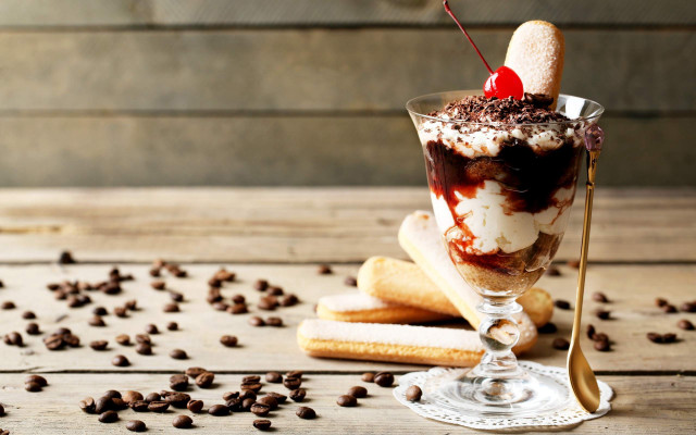 Chocolate icecream dessert table coffeebeans free wallpaper for desktop - medium preview image