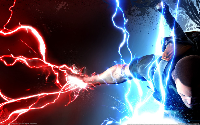 Man kicking lightning bolt red free wallpaper for desktop - medium preview image