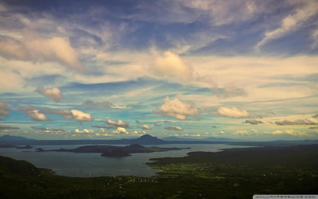 Lake mountains hilltop clouds sky free wallpaper for desktop - medium preview image