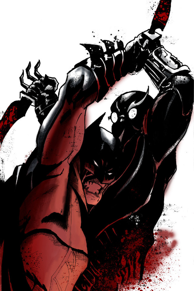 Batman catwoman guns blood splatters free wallpaper for mobile - medium preview image