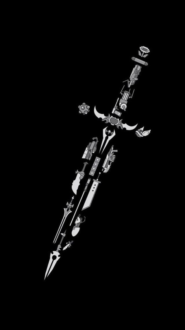 Sword skull cross black white free wallpaper for mobile - medium preview image
