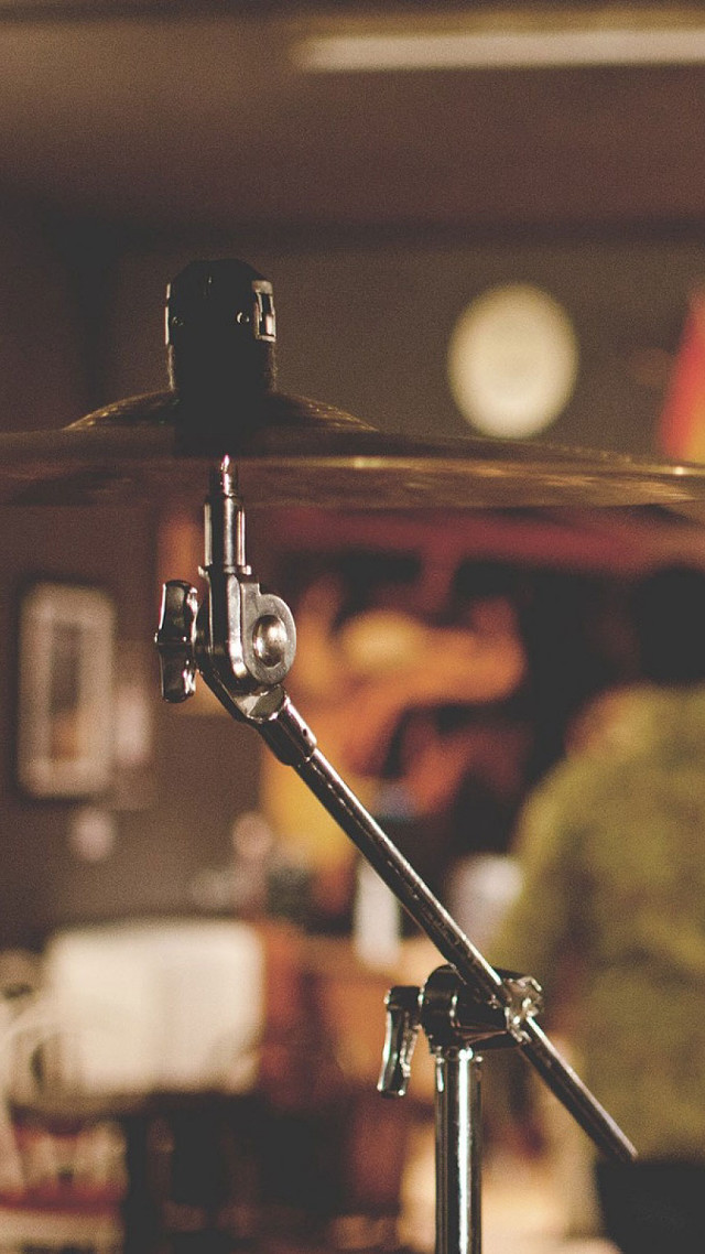 Drum set microphone stand room free wallpaper for mobile - medium preview image