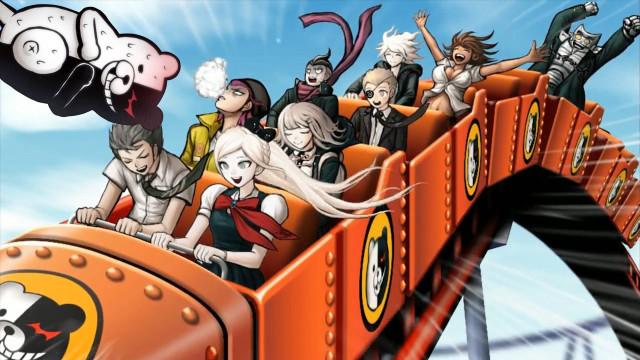 Cartoon roller coaster people riding free wallpaper for desktop - medium preview image