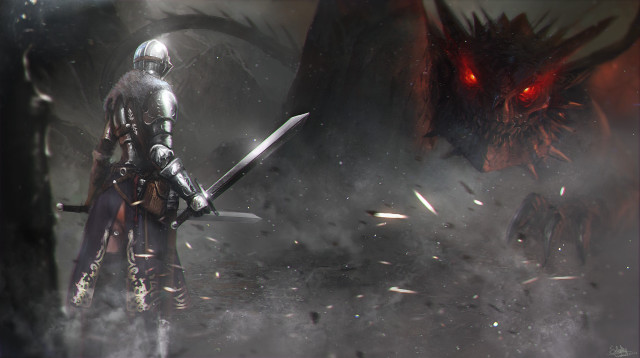 Knight demon dark forest sword free wallpaper for desktop - medium preview image