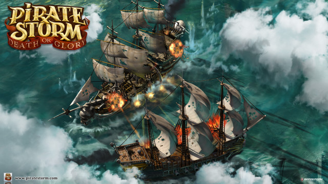 Pirate ship storm smoke sails free wallpaper for desktop - medium preview image