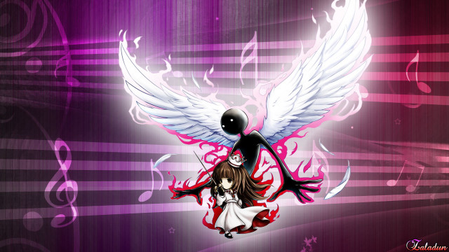 Girl wings ball music notes free wallpaper for desktop - medium preview image