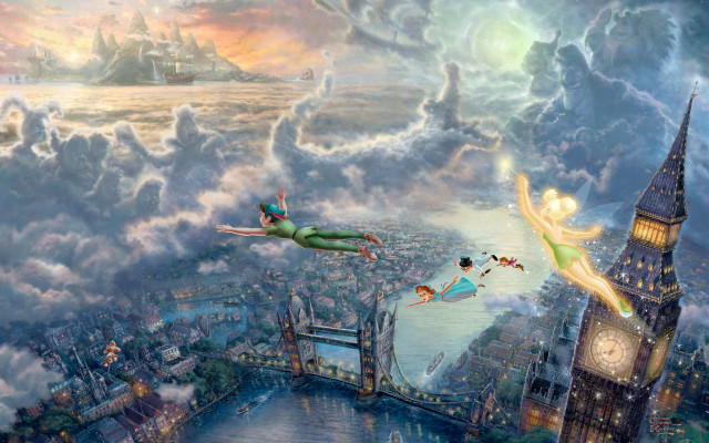 Fairy flying city clock tower free wallpaper for desktop - medium preview image