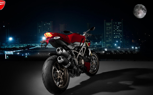 Red motorcycle city night moon #2 free wallpaper for desktop - medium preview image