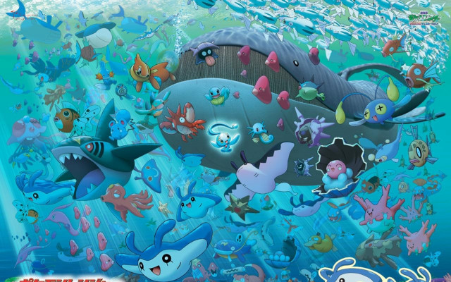 Cartoon fish swimming ocean rock free wallpaper for desktop - medium preview image