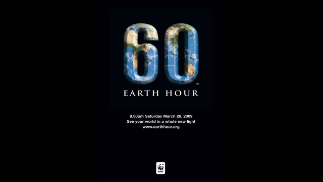 Earth hour blue white text free wallpaper for desktop - medium preview image