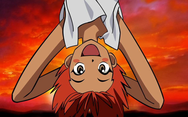 Cartoon character shirt sunset red free wallpaper for desktop - medium preview image