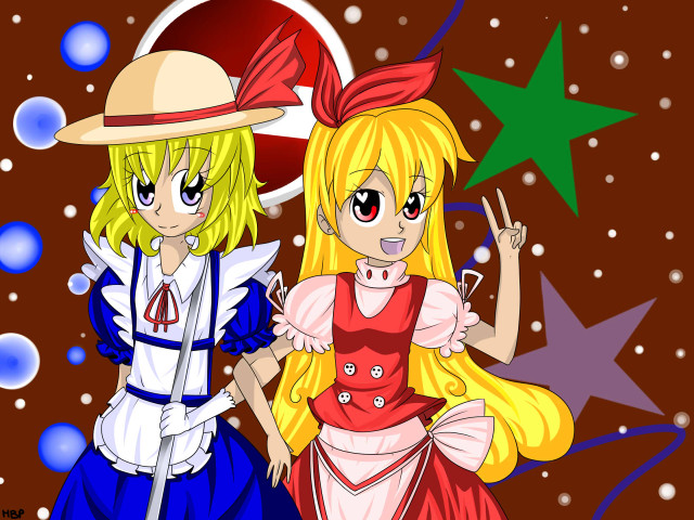 Anime characters stars snowflakes brown free wallpaper for desktop - medium preview image